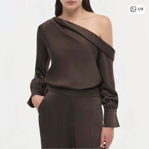 Jonathan Simkhai Brown Off-Shoulder Blouse